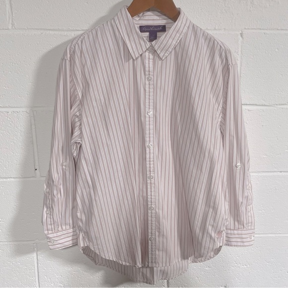 Gloria Vanderbilt Tops - Gloria Vanderbilt White|Pink Striped Button Down Shirt Sz Large